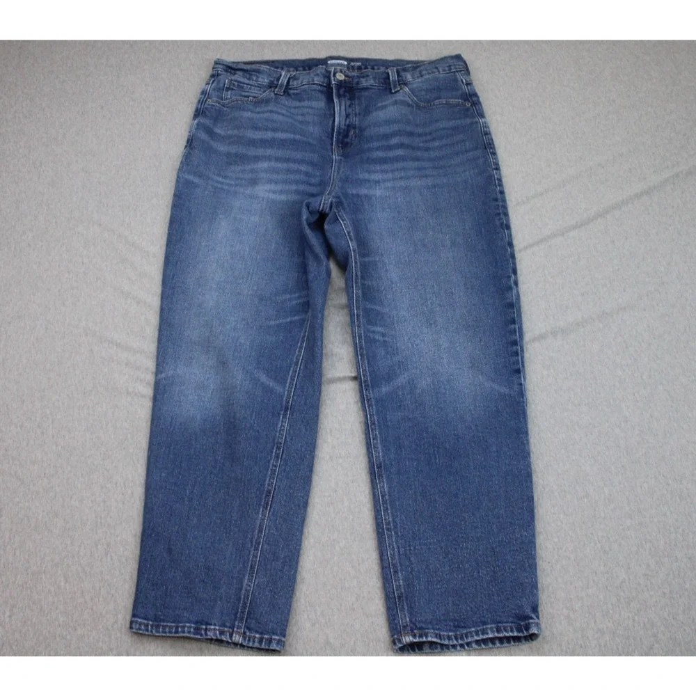 Old Navy Jeans Womens 14‎ Blue Cotton Blend Stretch Boyfriend High-Rise Straight